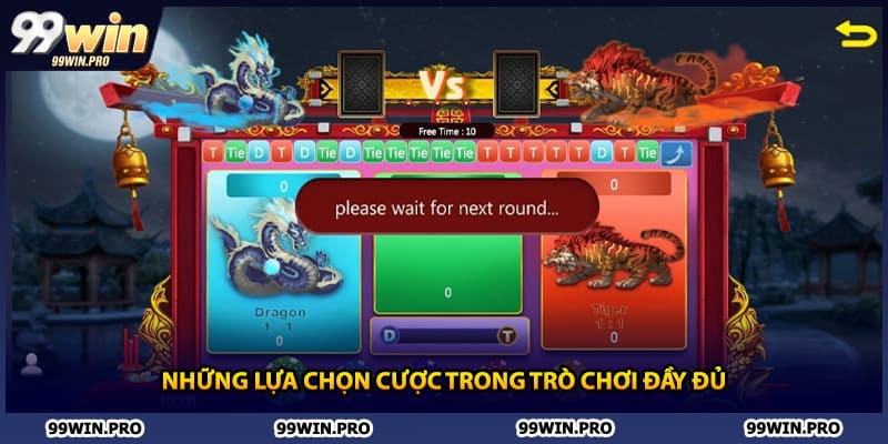 Những lựa chọn cược trong trò chơi đầy đủ